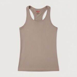 SPANX Ribbed Racerback Tank Top L/XL Taupe Nude Shapewear Smoothing Camisole